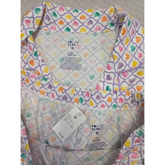 Roller Rabbit X Target Pajama Set Womens Medium Heart Print Scalloped Hem - Picture 6 of 8
